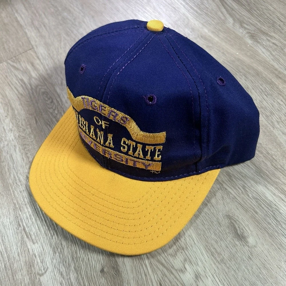 VTG LSU Tigers Snapback Hat College Purple Yellow P Cap Made in USA